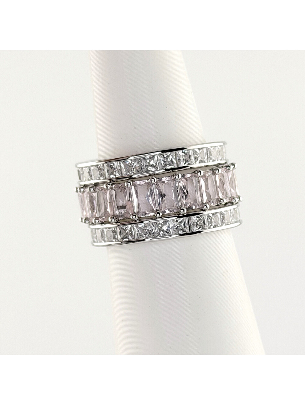 Bomb Party Ring Sz 9 "You Are Limited Edition" Peach Morganite on Rhodium